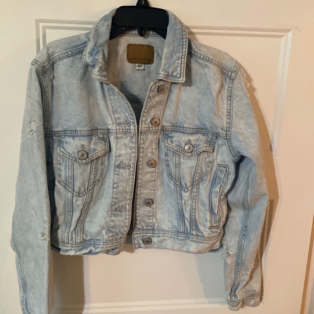 American Eagle distressed  jean jacket size XS